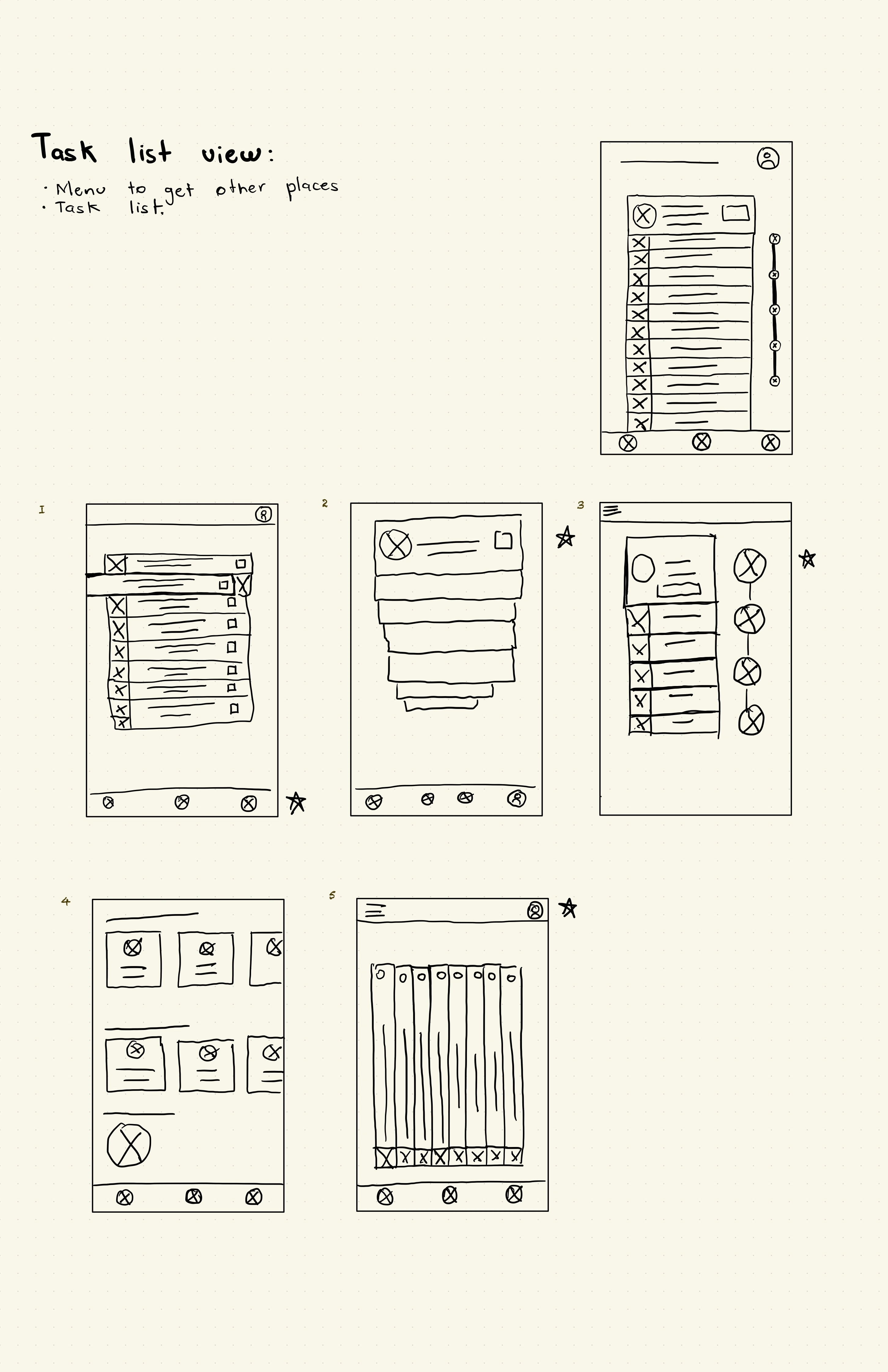 Task list wireframe