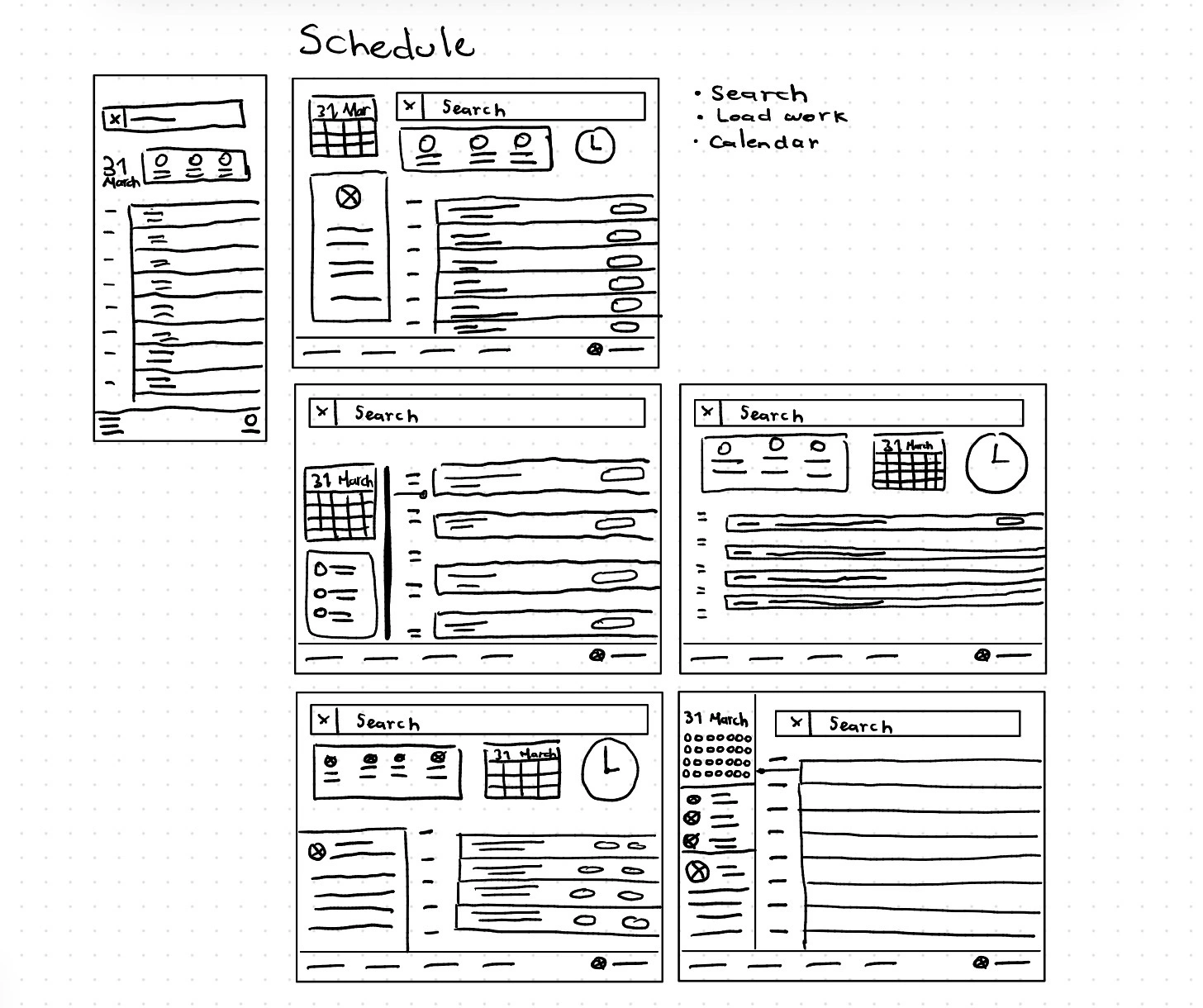 Task list wireframe