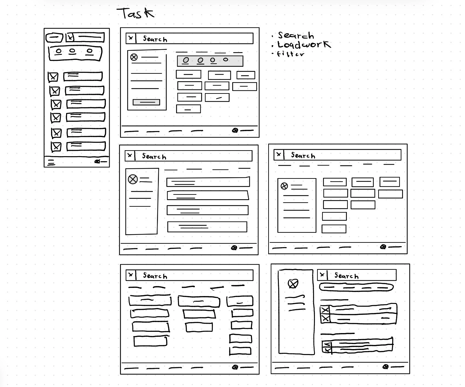 Task list wireframe